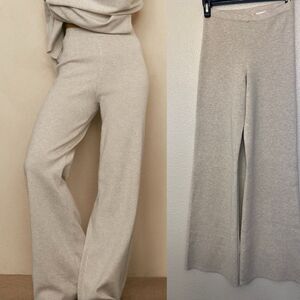 H&M Fine Knit Wide Leg Sweater Lounge Pants Oatmeal Beige Soft Knit Women’s XS